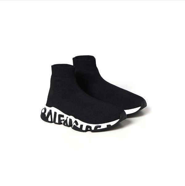 Balenciaga o1bcso1str1024 Speed Recycled Knit Graffiti Sneakers Black Size US 12 / IT 42 - 2 Thumbnail