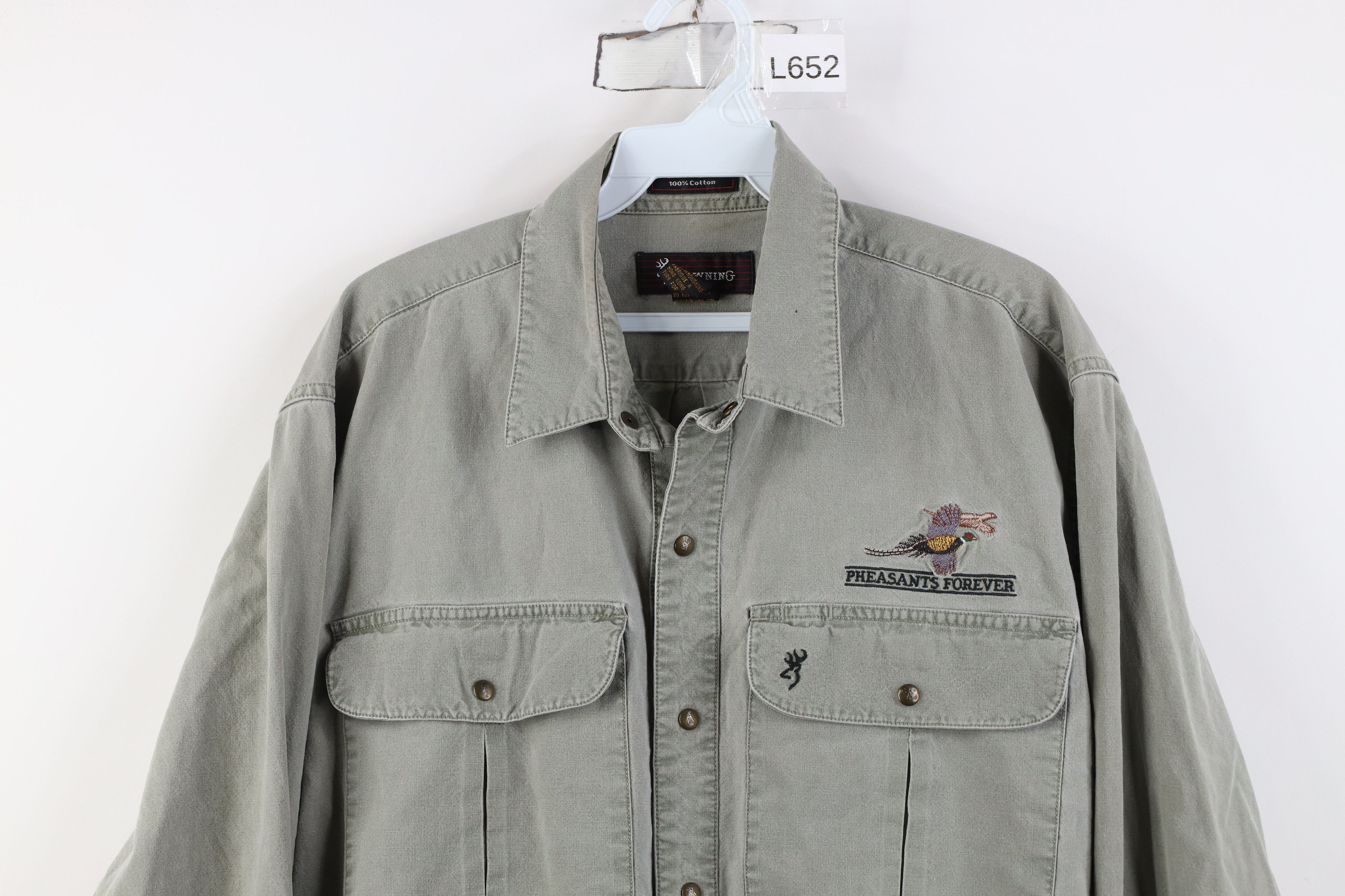 Vintage Vintage 90s Pheasants Forever Collared Button Shirt Green Size US XL / EU 56 / 4 - 2 Thumbnail