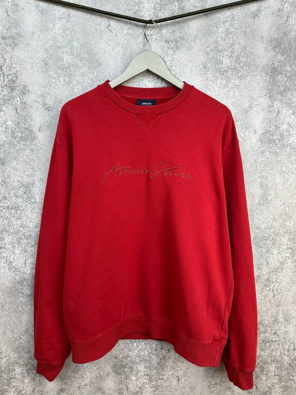 Giorgio Armani Armani Jeans Logo Embroidered Cotton Sweatshirt Red Crewneck Size US XXL / EU 58 / 5 - 1 Thumbnail