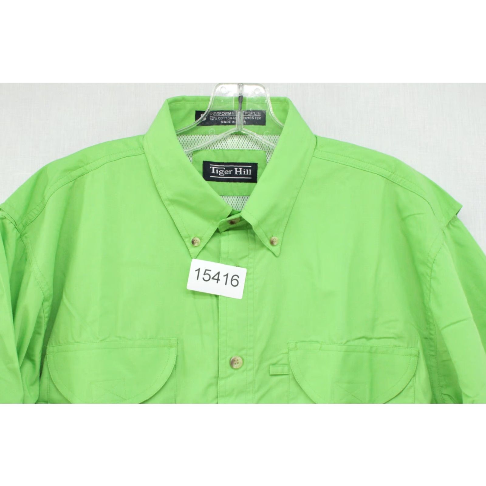 Vintage Tiger Hill Men's Shirt Small Green Performance Poplin Solid Vented Fishing Size US S / EU 44-46 / 1 - 8 Thumbnail