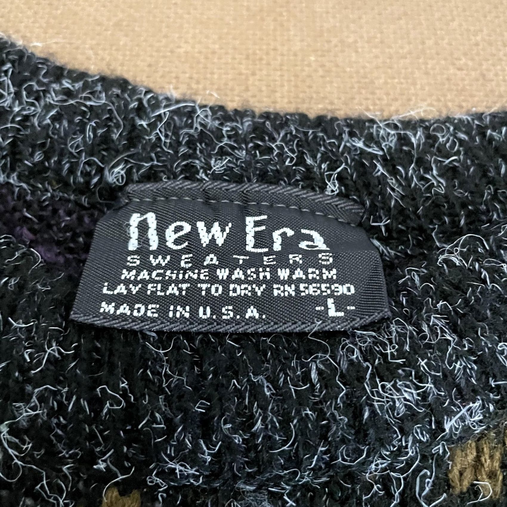 New Era VINTAGE New Era Sweater Mens Large Purple Black Fair Isle Crewneck 90s Made USA Size US L / EU 52-54 / 3 - 3 Thumbnail