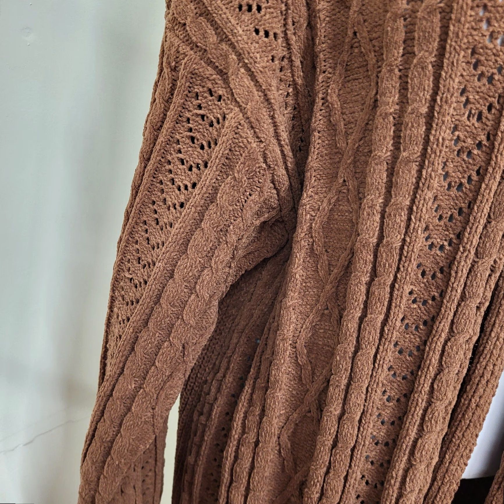 Vintage Terra & Sky Sweater Womens Size 1X Brown Cardigan Cable-Knit Style Open Cardigan Knit Open Lightweight Long Sleeve Plus Size Womens Size XL / US 12-14 / IT 48-50 - 3 Thumbnail