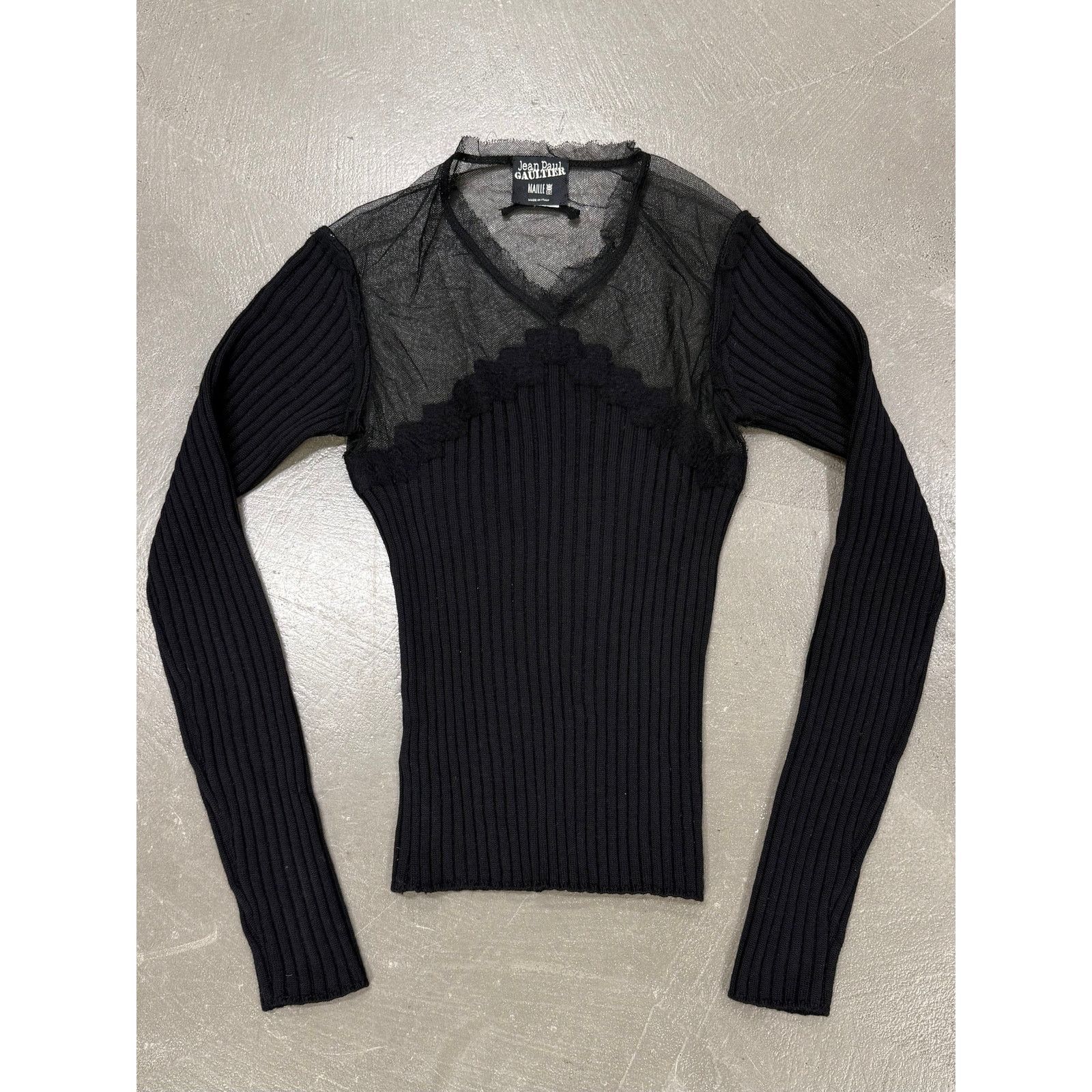 Jean Paul Gaultier 2000s Jean Paul Gaultier hybrid sheer wool top Size M / US 6-8 / IT 42-44 - 2 Thumbnail