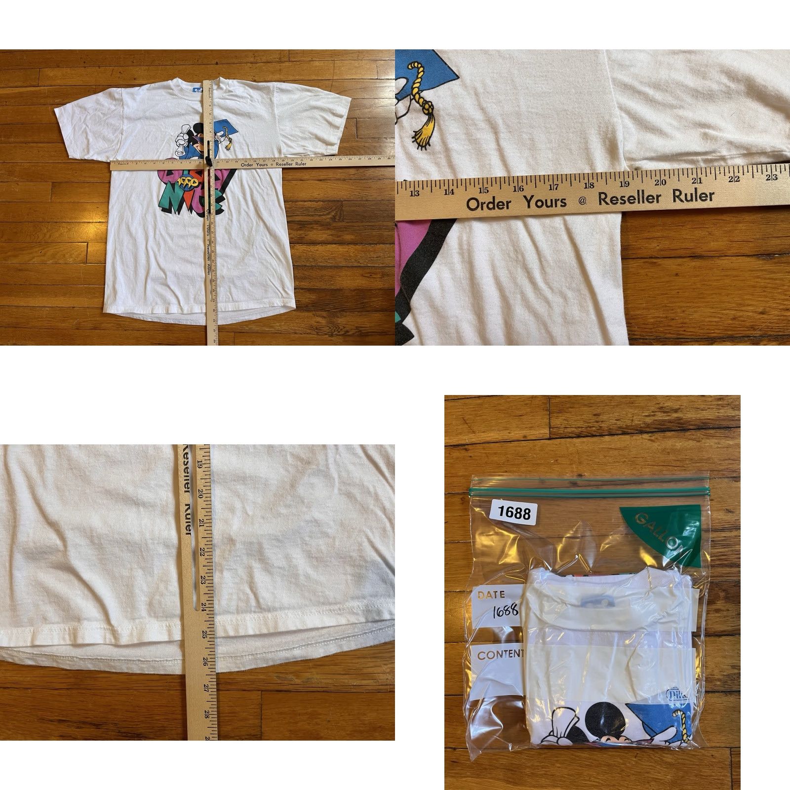 Vintage VINTAGE Mickey Mouse Graduation Shirt Men’s XL White T-Shirt Regular 1990s Disney Character Fashions Graphic Print Size US L / EU 52-54 / 3 - 8 Thumbnail