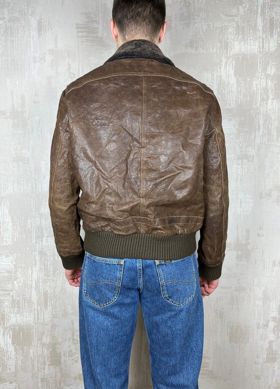 Hugo Boss Hugo Boss Orange Aviator Leather Bomber Jacket Distressed Size US M / EU 48-50 / 2 - 16 Thumbnail