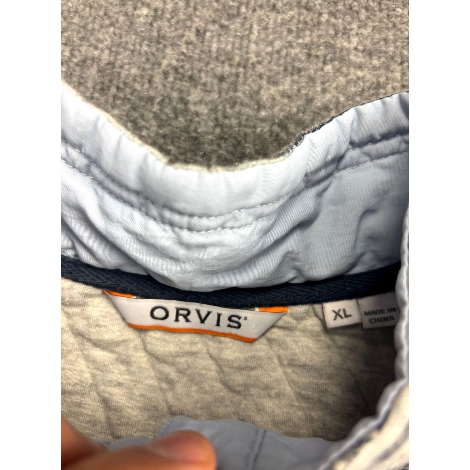 Orvis Orvis Jacket Mens XL Gray Aztec Geometric Quilted Snap Pullover Cotton Lined Size US XL / EU 56 / 4 - 2 Thumbnail