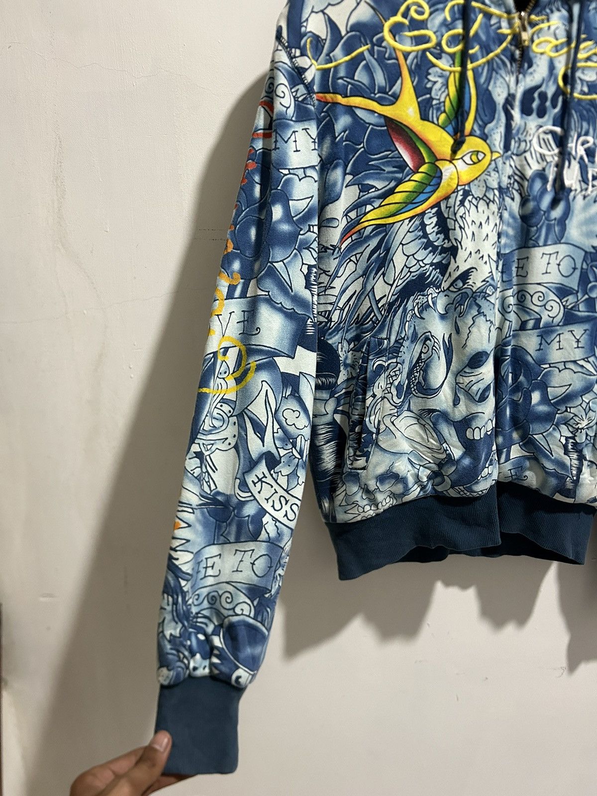 Ed Hardy Y2K Ed Hardy Christian Audigier Embroidery Fur Zip Up Hoodie Size US M / EU 48-50 / 2 - 4 Thumbnail