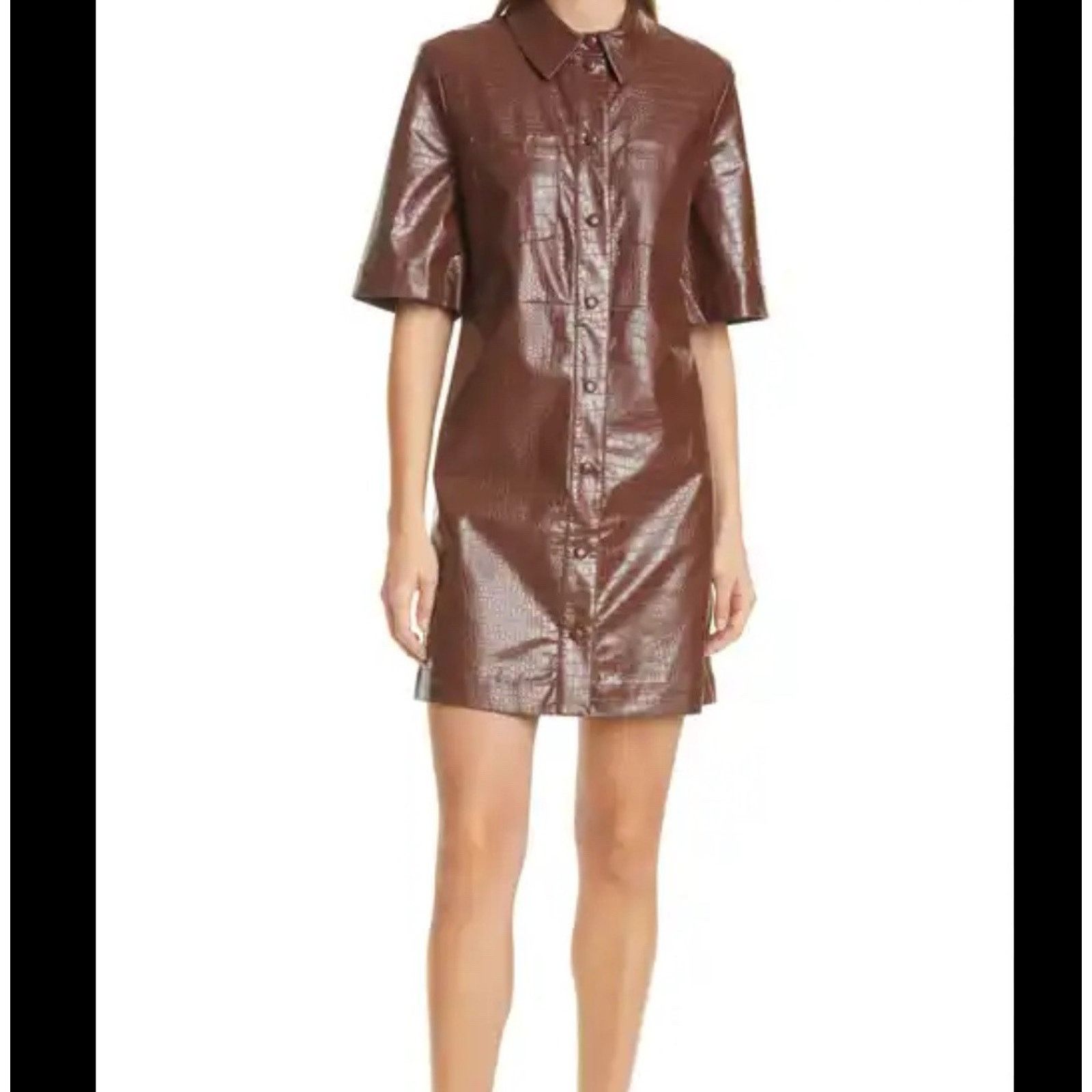 Chocolate Womens Samsoe Samsoe Myla Alligator Shirt Dress Chocolate S Size S / US 4 / IT 40 - 1 Thumbnail