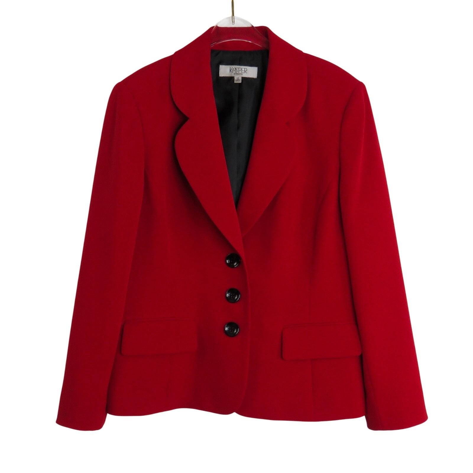 Vintage Vintage Kasper Red Blazer Notch Collar Black Buttons Size 10 Size L / US 10 / IT 46 - 6 Thumbnail