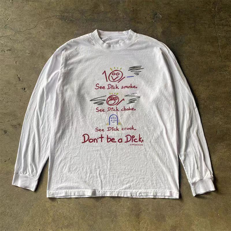 Japanese Brand White casual retro letter print long-sleeved t-shirt Size US M / EU 48-50 / 2 - 1 Thumbnail