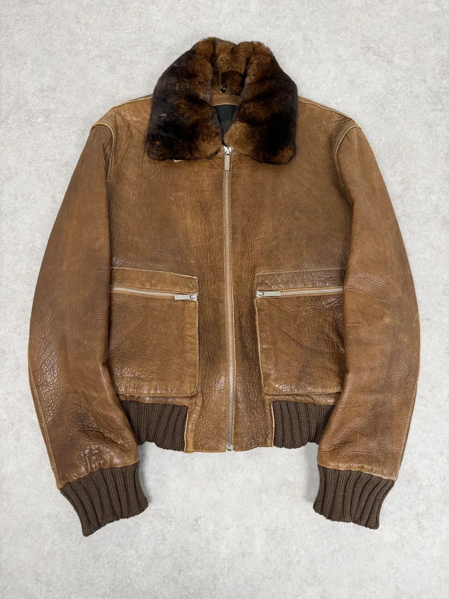 Loewe 2000s Loewe Brown Eroded Grained Premium Leather Bomber Jacket Size US M / EU 48-50 / 2 - 1 Thumbnail