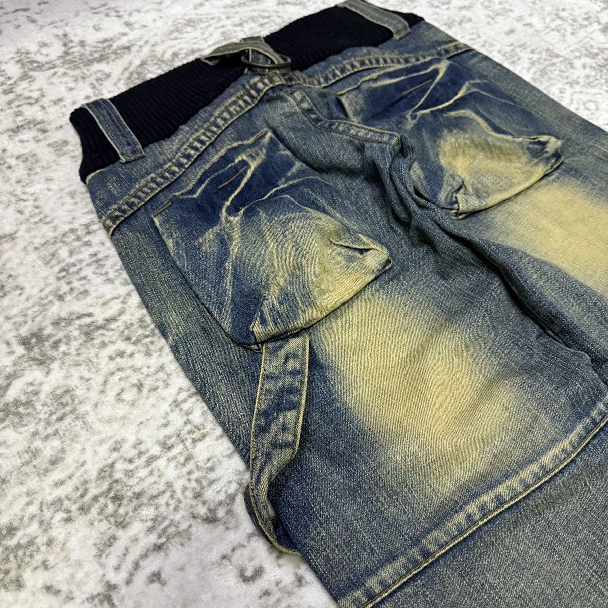 GOA 2000s Japanese Brand Mud Wash Distressed Hybrid Denim Pants Size 29" - 14 Thumbnail