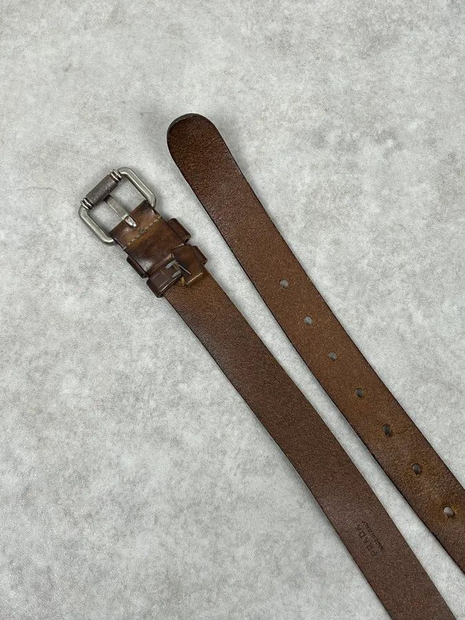 Prada 2000s Prada Brown Leather Minimalist Belt Size ONE SIZE - 4 Thumbnail