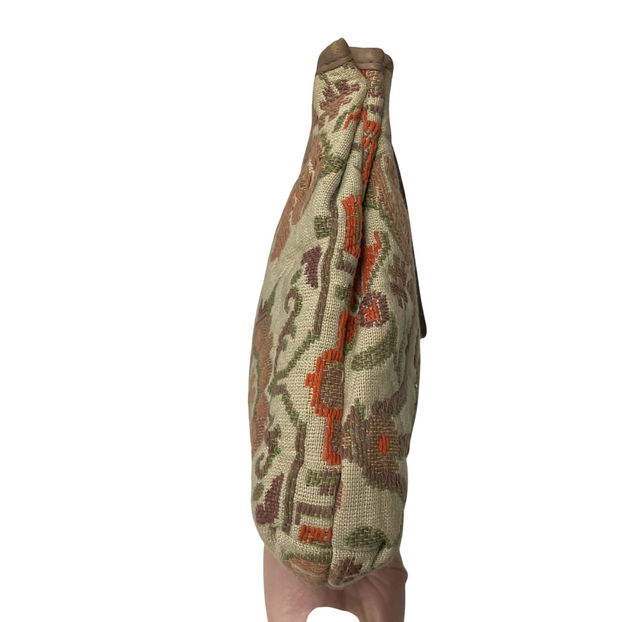 Other Vtg MoD NEEDLEPOINT Clutch Orange HandBag FLORAL Purse Size ONE SIZE - 7 Thumbnail