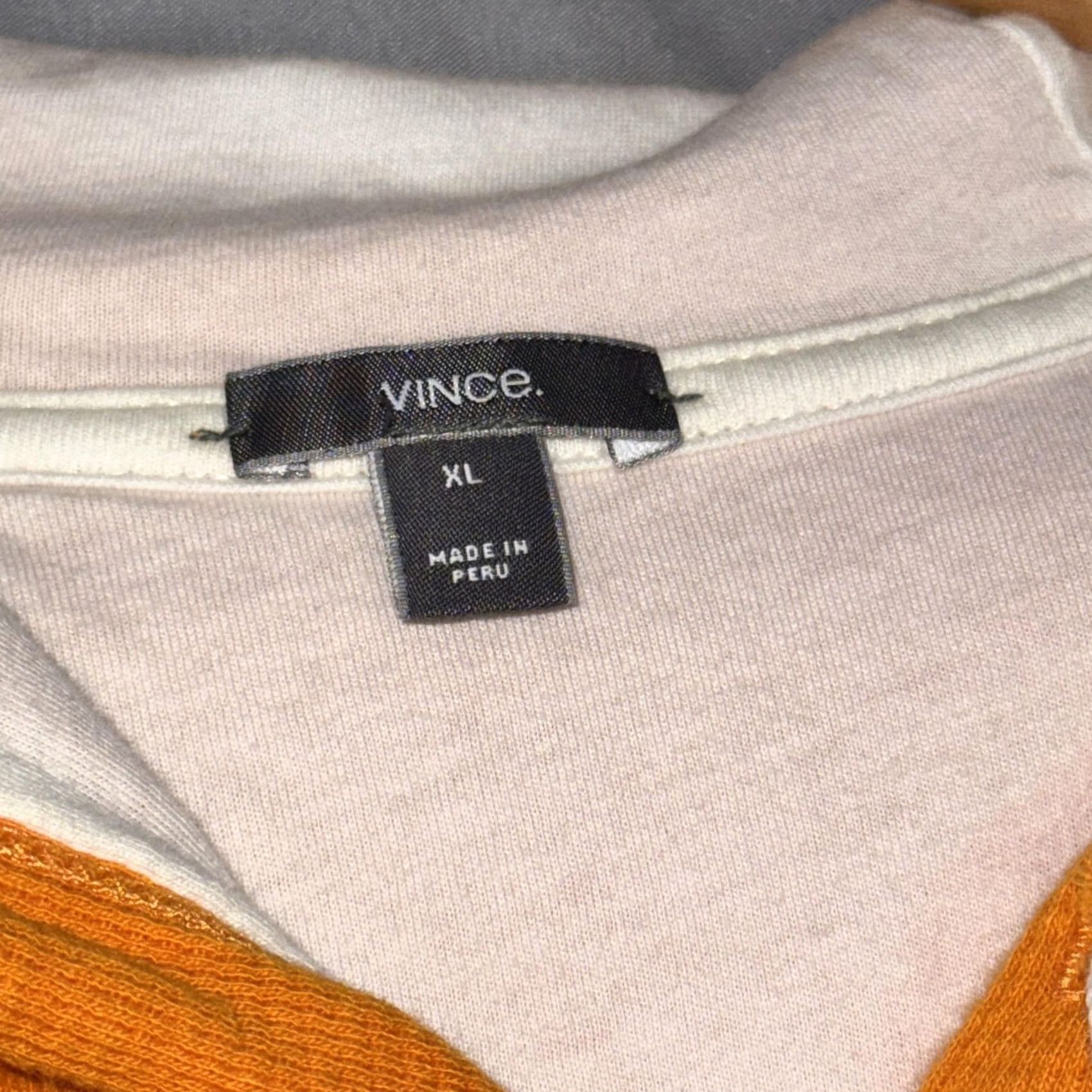 Vince Vince Hoodie Sweatshirt Mens XL Orange Full Zip Waffle Knit Cotton Lightweight Size US XL / EU 56 / 4 - 5 Thumbnail