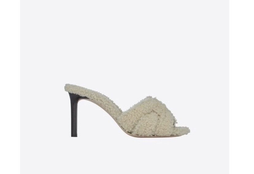 image of Saint Laurent Paris Saint Laurent Tribute 85 S Shearling Sandal, Women's (Size 9)
