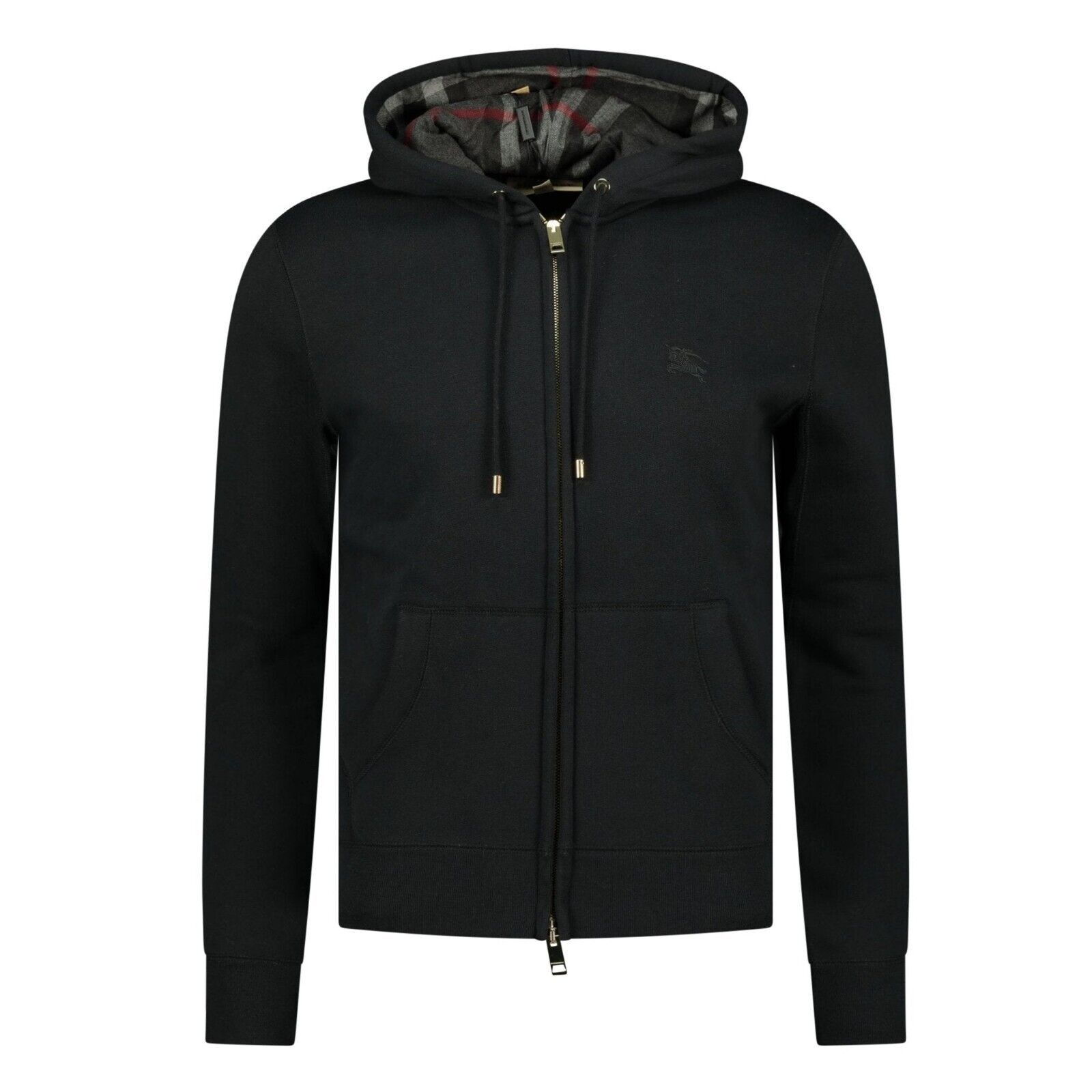 Burberry BURBERRY CLAREDON BLACK COTTON CHECK LOGO ZIP HOODIE XXL Size US XXL / EU 58 / 5 - 11 Thumbnail