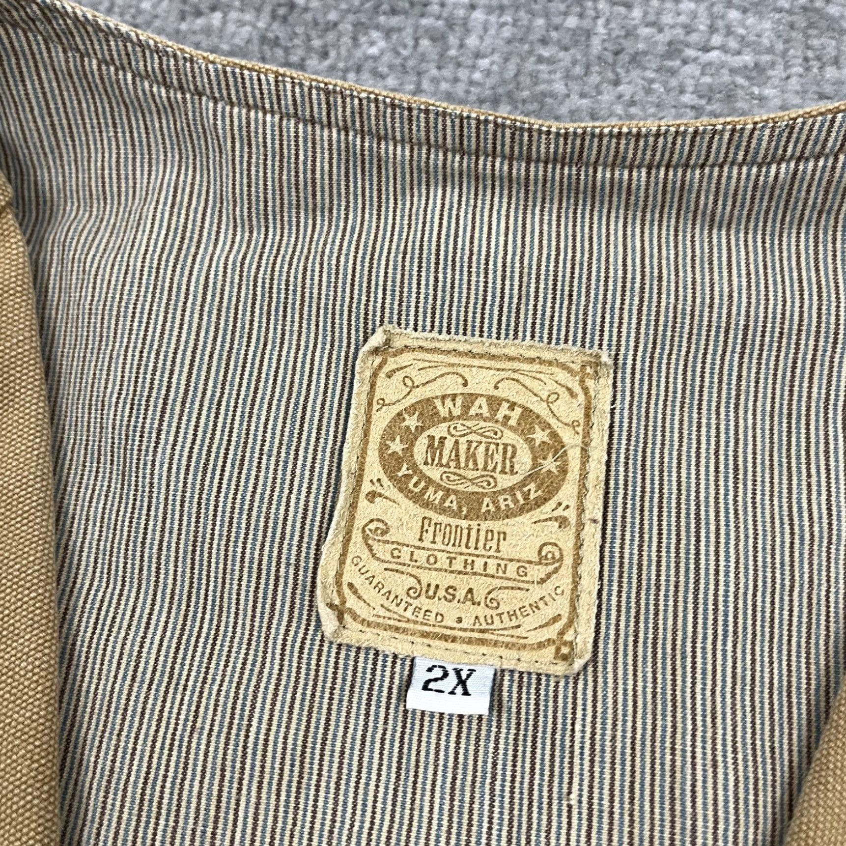 Vintage V Wah Maker Frontier Vest Adult Mens 2X Brown Canvas Western Cowboy Buckle Back Vest Size US XXL / EU 58 / 5 - 2 Thumbnail