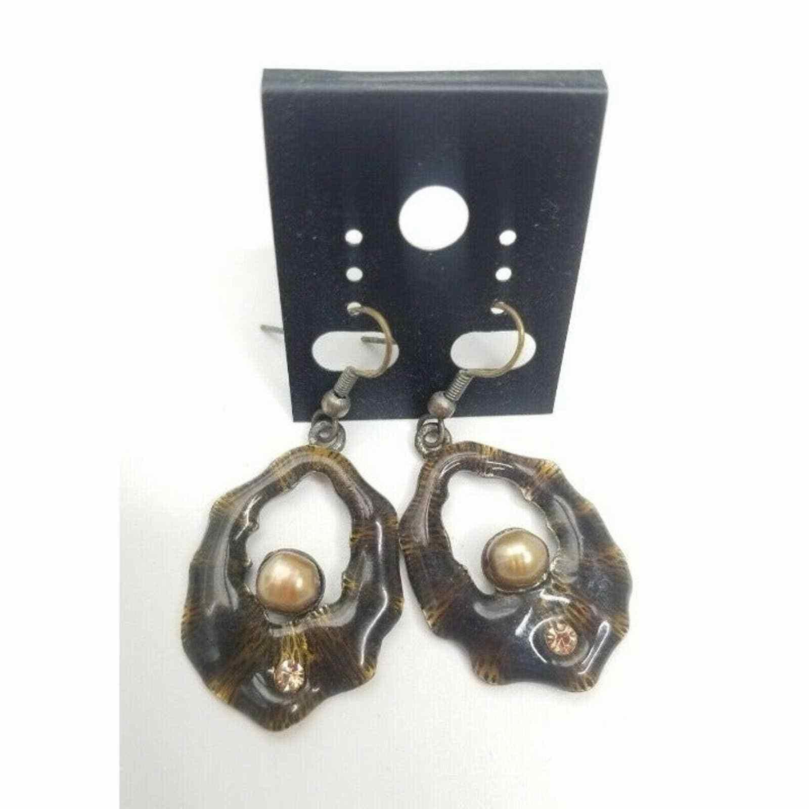 The Unbranded Brand Earrings Fashion Jewlery Costume Brown Rhinestone Dangle S Size ONE SIZE - 2 Thumbnail