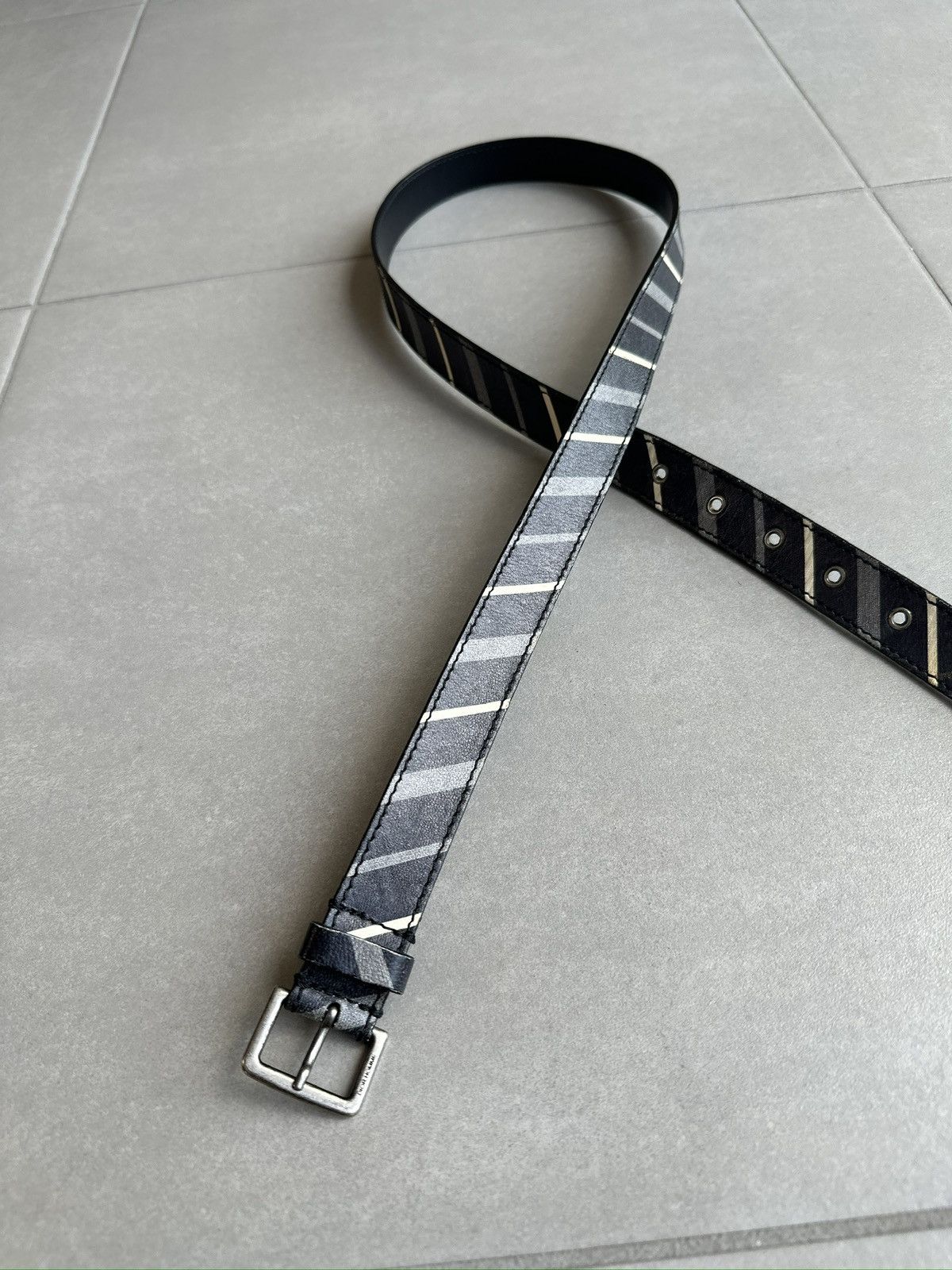 Dior × Hedi Slimane Dior Homme SS06 striped slim belt Size ONE SIZE - 3 Thumbnail