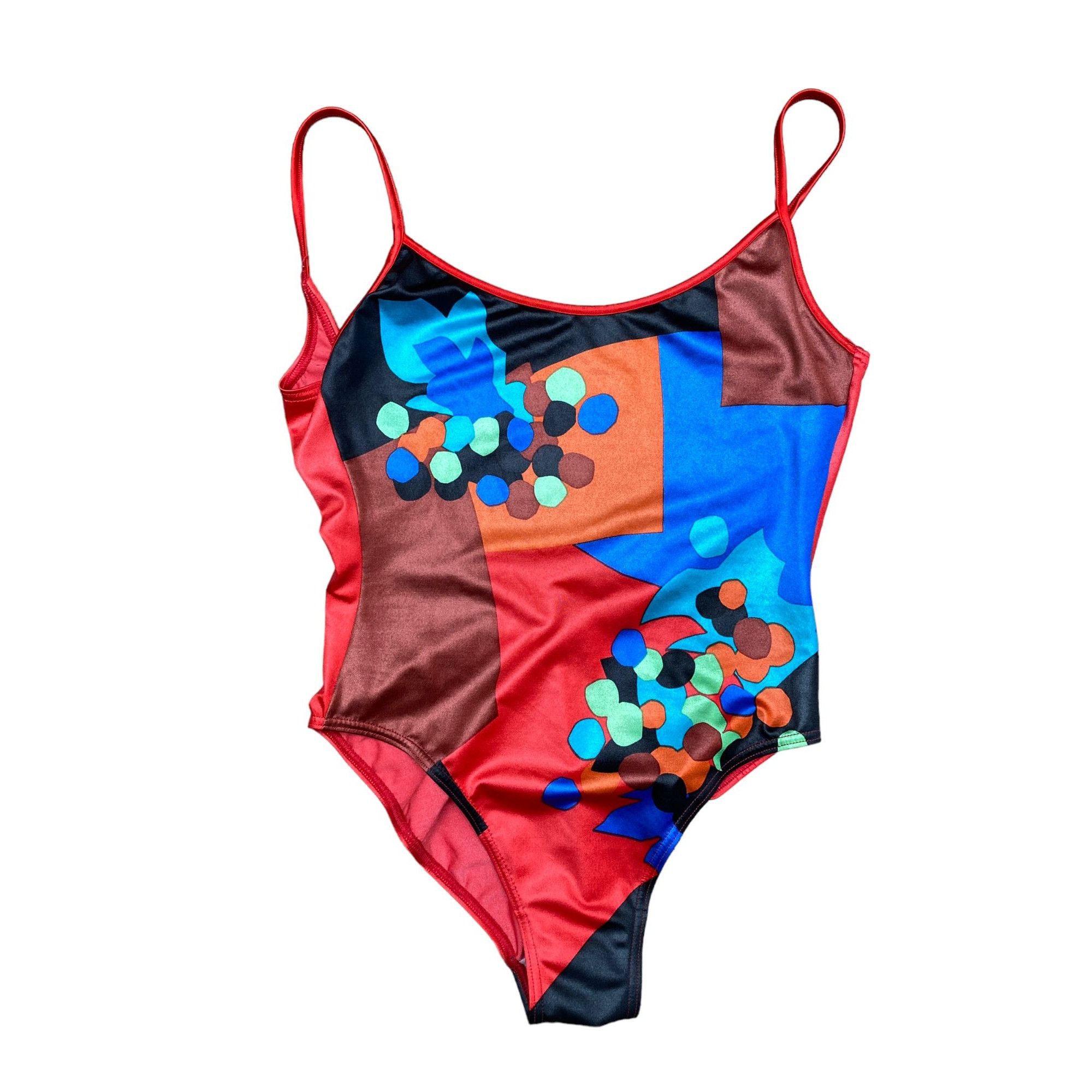 Image of YVES Saint Laurent Red Colorful Swimsuit, Women's (Size Small)