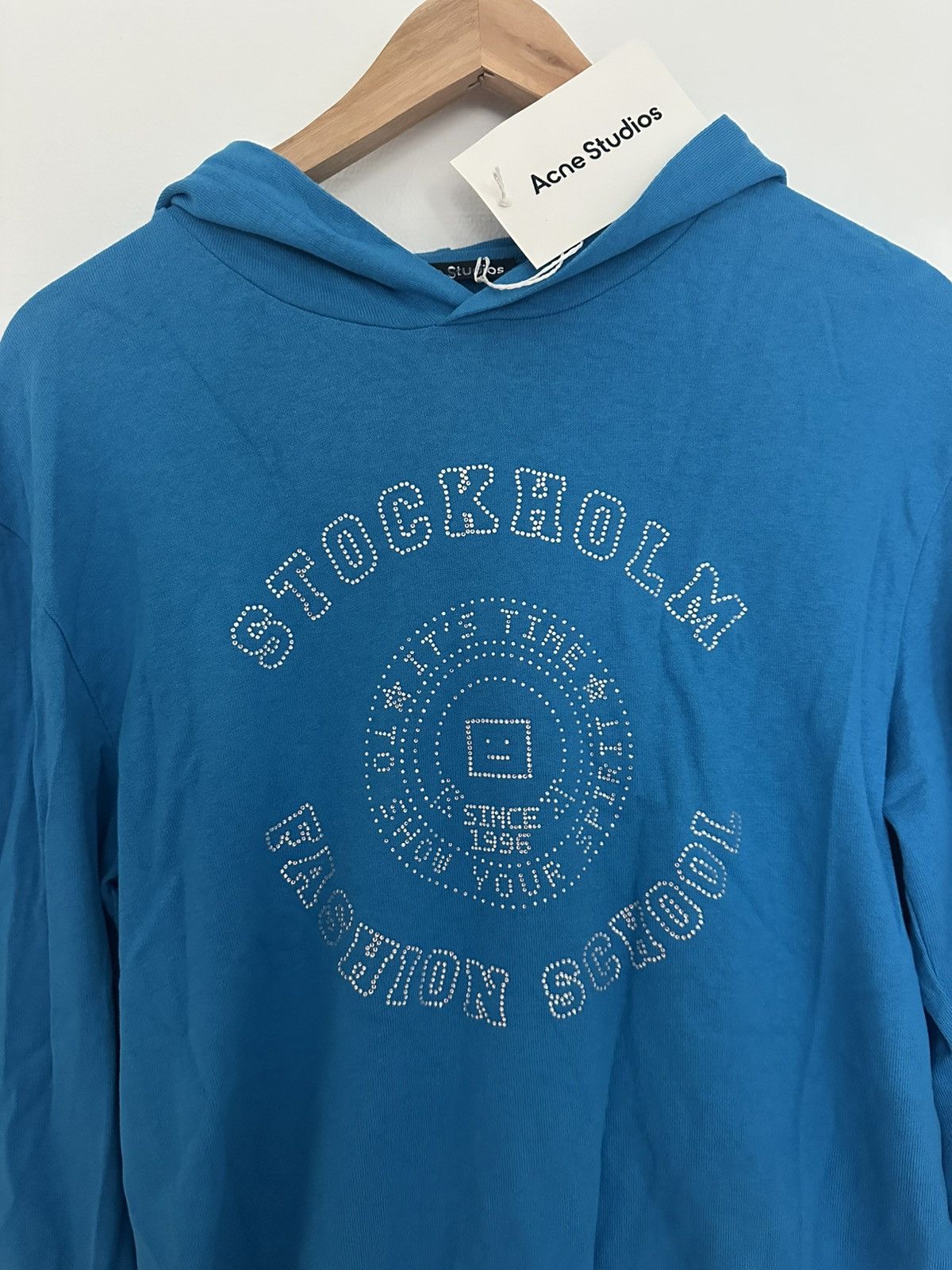 Acne Studios Acne Studios blue hoodie longsleeve with glitter rhinestones Size US XS / EU 42 / 0 - 3 Thumbnail