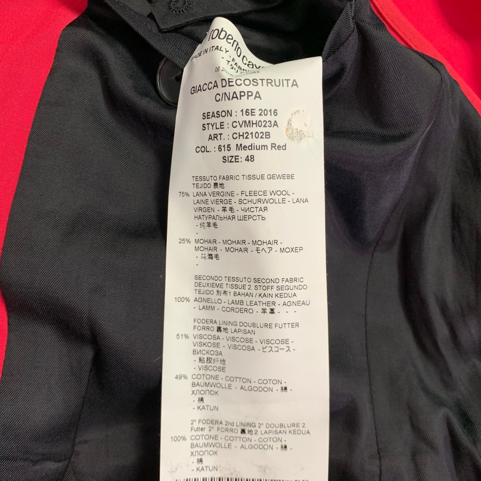 Roberto Cavalli ROBERTO CAVALLI Size 38 Red Raspberry Wool Blend Sport Coat Size 38R - 9 Thumbnail