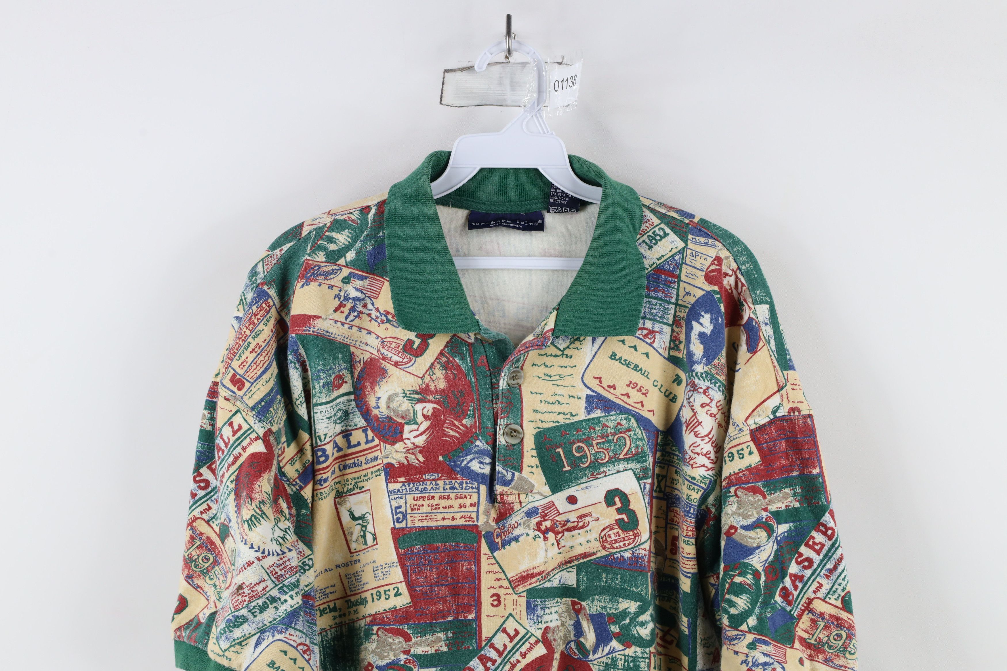 Vintage Vintage 90s Streetwear Baseball All Over Print Polo Shirt Size US L / EU 52-54 / 3 - 2 Thumbnail
