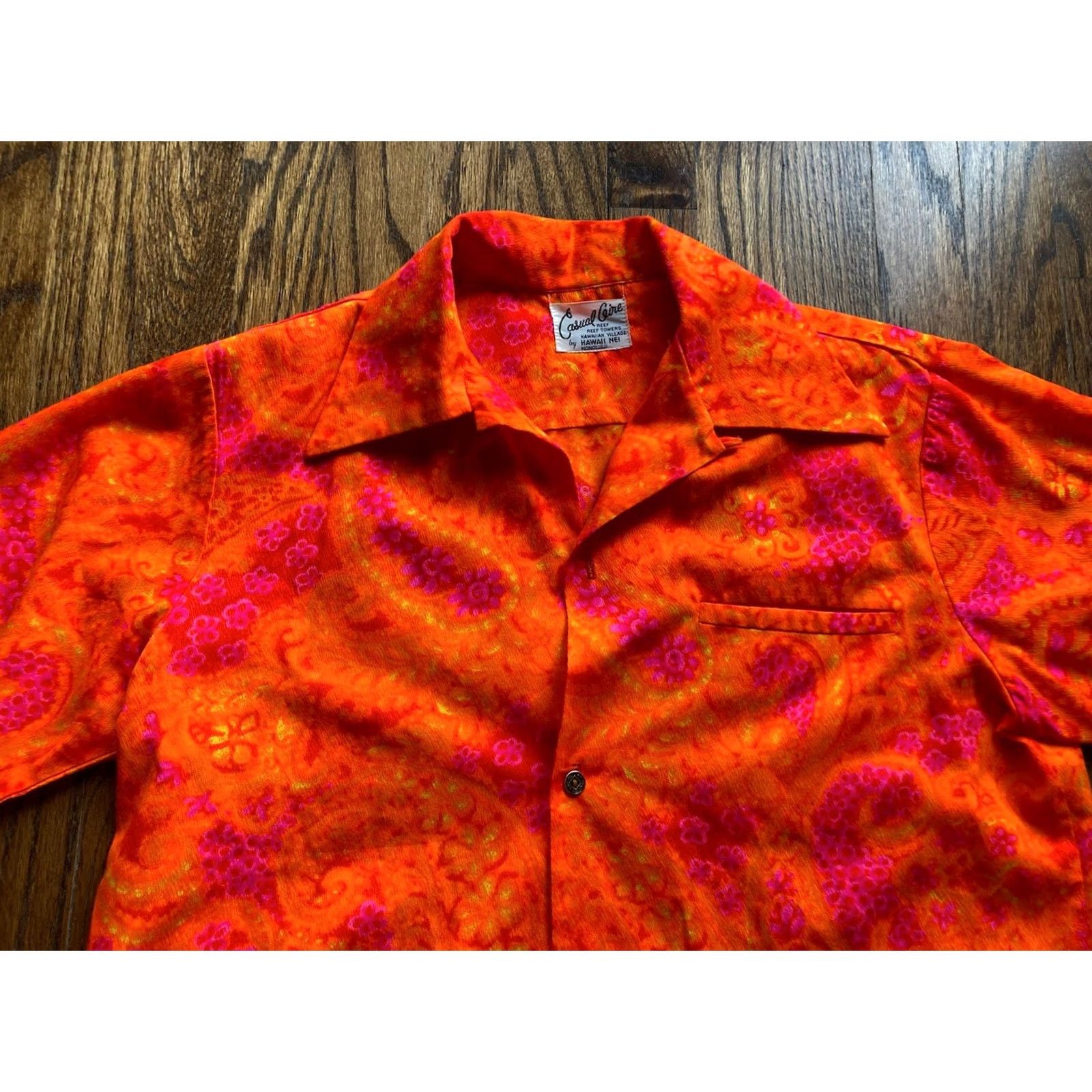 Vintage VINTAGE 50s 60s Casual Aire Hawaiian Shirt Medium Orange Cotton Rockabilly Casual Ceire Men’s Ladies Size US M / EU 48-50 / 2 - 4 Thumbnail