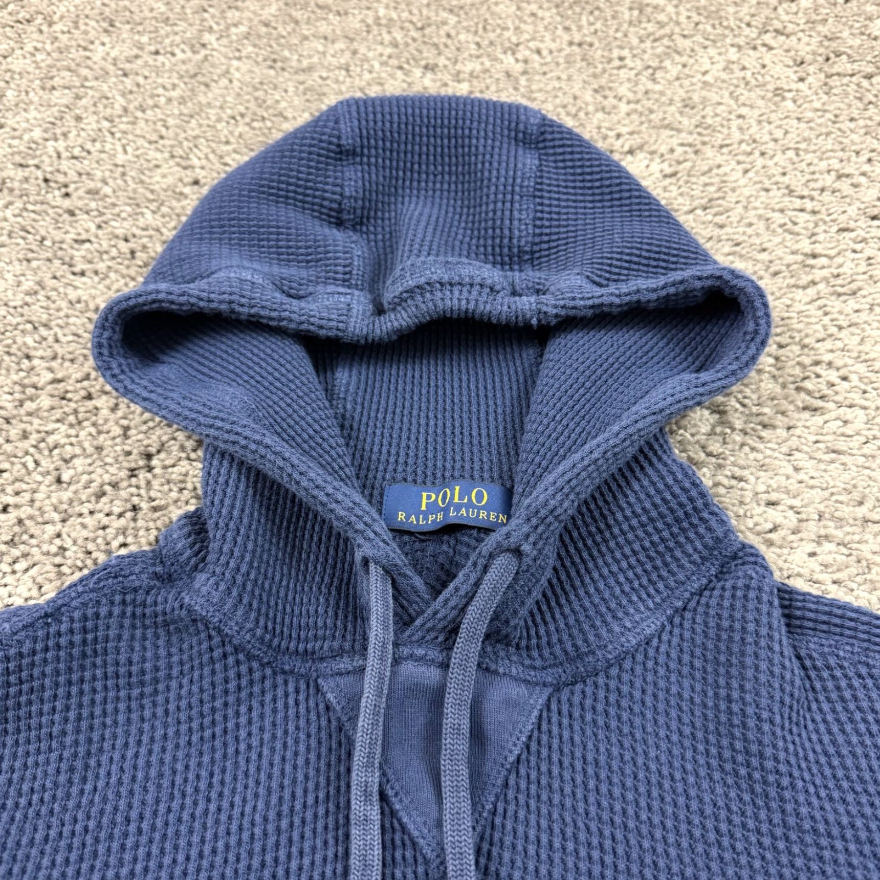 Polo Ralph Lauren Polo Ralph Lauren Hoodie Men M Blue 100% Cotton Lightweight Thermal Pockets Logo Pullover Knit Size US M / EU 48-50 / 2 - 5 Thumbnail