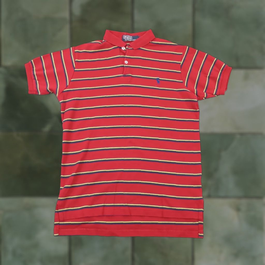 Ralph Lauren VINTAGE Polo Ralph Lauren Shirt Mens Medium Red Blue Yellow Striped Short Sleeve Polo Shirt Casual Mens Size US M / EU 48-50 / 2 - 1 Thumbnail
