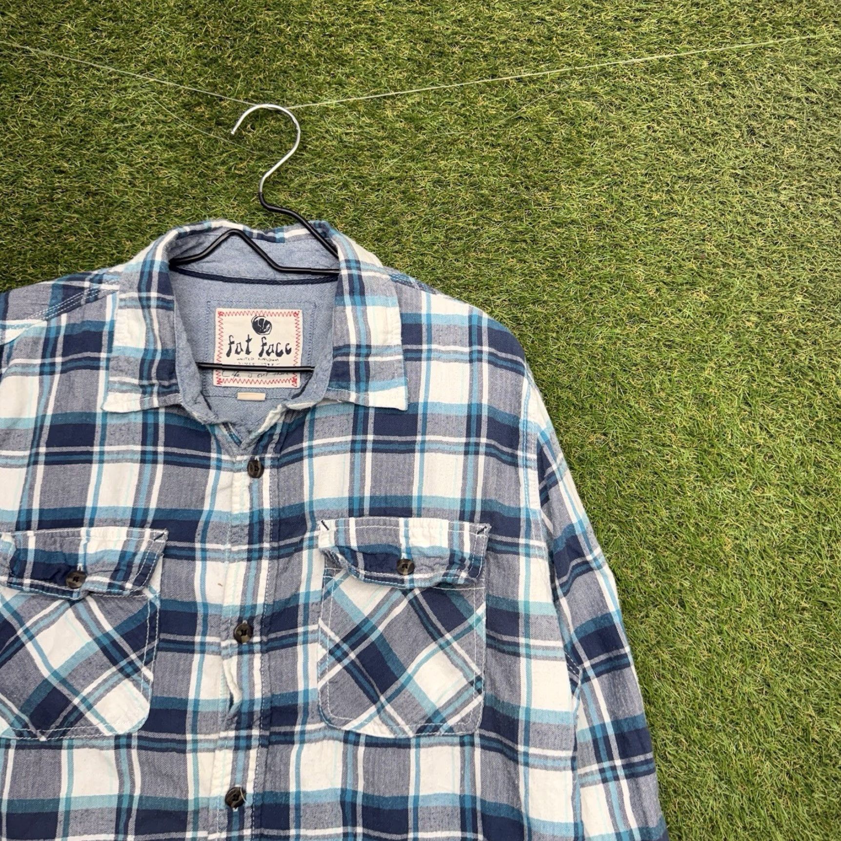 FatFace Fat Face Flannel Shirt Mens XL Blue Plaid Regular Fit Button-Up Casual Outdoor Shirt Size US XL / EU 56 / 4 - 3 Thumbnail