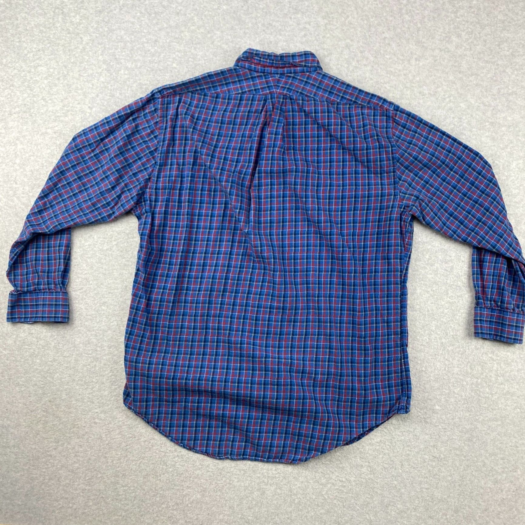 Lands' End Lands' End Dress Shirt Mens 16.5 Blue Plaid Tailored Fit Long Sleeve Pocket Collared Button-Down Mens Shirt Size 46R - 4 Thumbnail