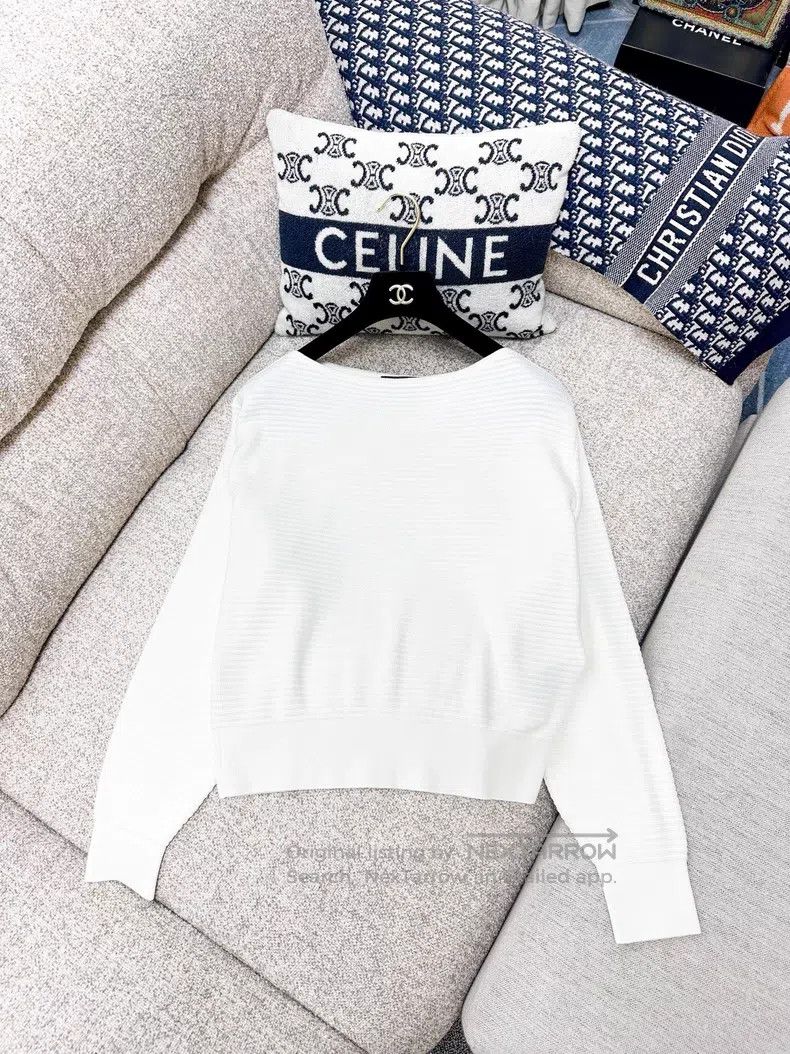 Loro Piana Loro Piana Off-white round neck bat-sleeve knit top Size S / US 4 / IT 40 - 3 Thumbnail