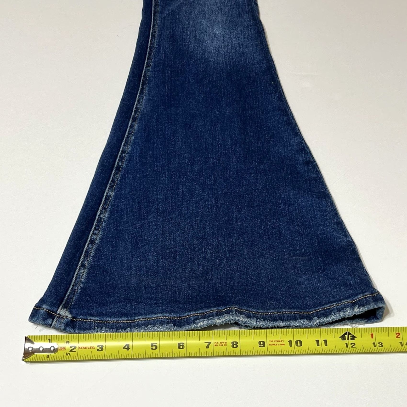 Vintage Buckle Bridge Ultra High-Rise Extreme Flare Denim Jeans Women's 24x31 Blue, 5-Pocket, Button Zip, Regular, Cotton Blend, GA Size 42" / US 20 - 7 Thumbnail