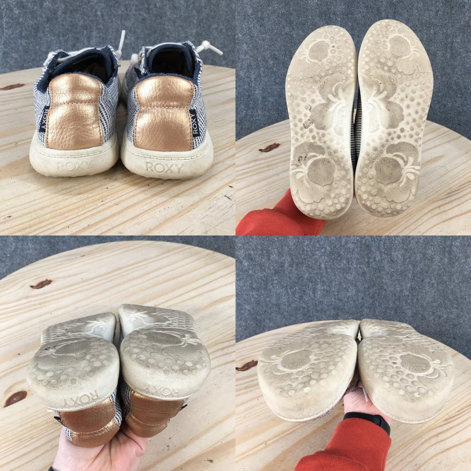Vintage Roxy Shoes Womens 6.5 Crews Court Sneakers Blue Striped Lace Up Low Top Casual Shirt Shoe Womens Casual Sneakers Size M / US 6-8 / IT 42-44 - 9 Thumbnail
