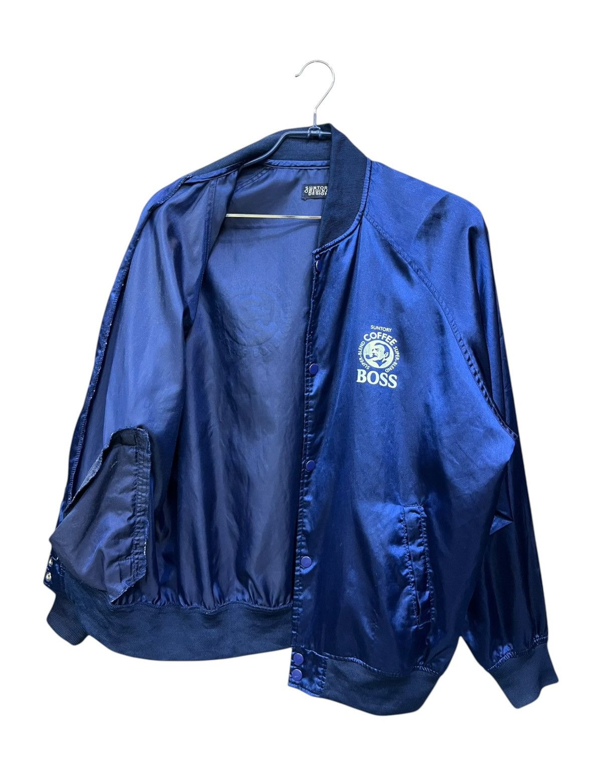 Tribal Streetwear Vintage Suntory BOSS Satin Bomber Jacket Blue M Size US M / EU 48-50 / 2 - 5 Thumbnail