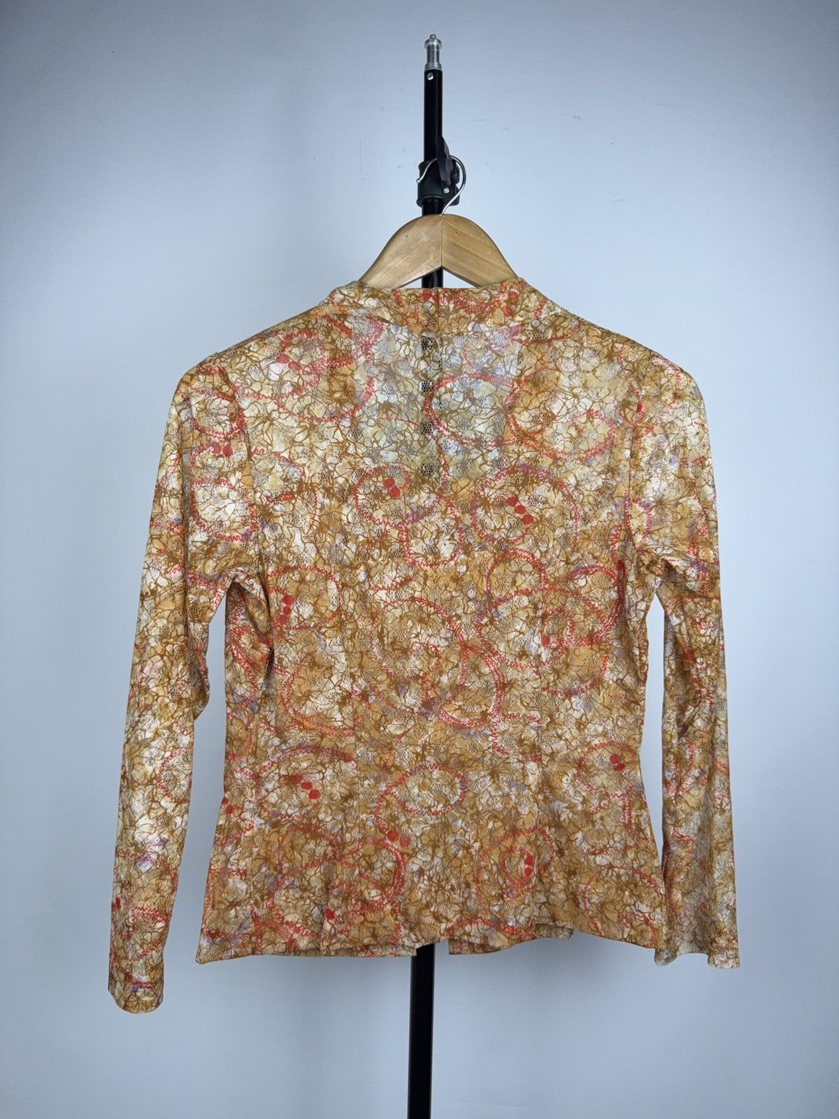 Japanese Brand 00s Y2K Archive Lace Mesh Blouse Gaultier Style Sheer Top Size S / US 4 / IT 40 - 12 Thumbnail