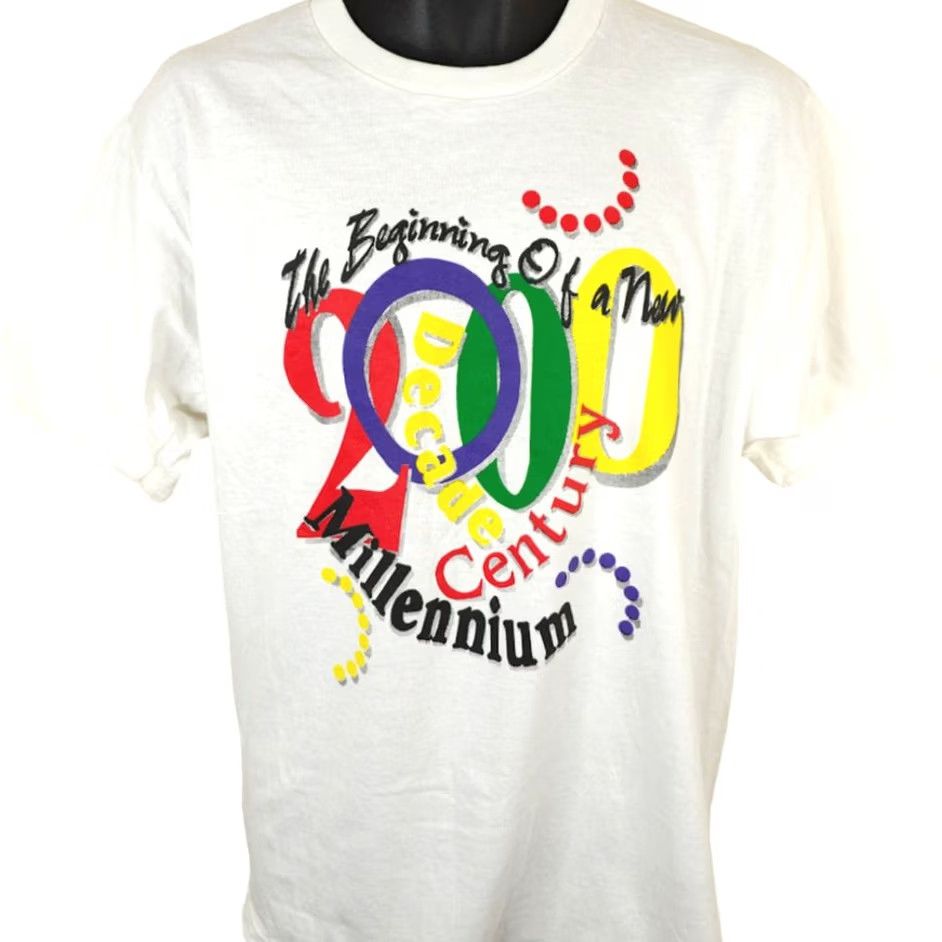 Fruit Of The Loom VINTAGE Fruit of the Loom T-Shirt Mens Large White Y2K New Century Decade 2000 Millennium Shirt Genders Mens Size US L / EU 52-54 / 3 - 2 Thumbnail