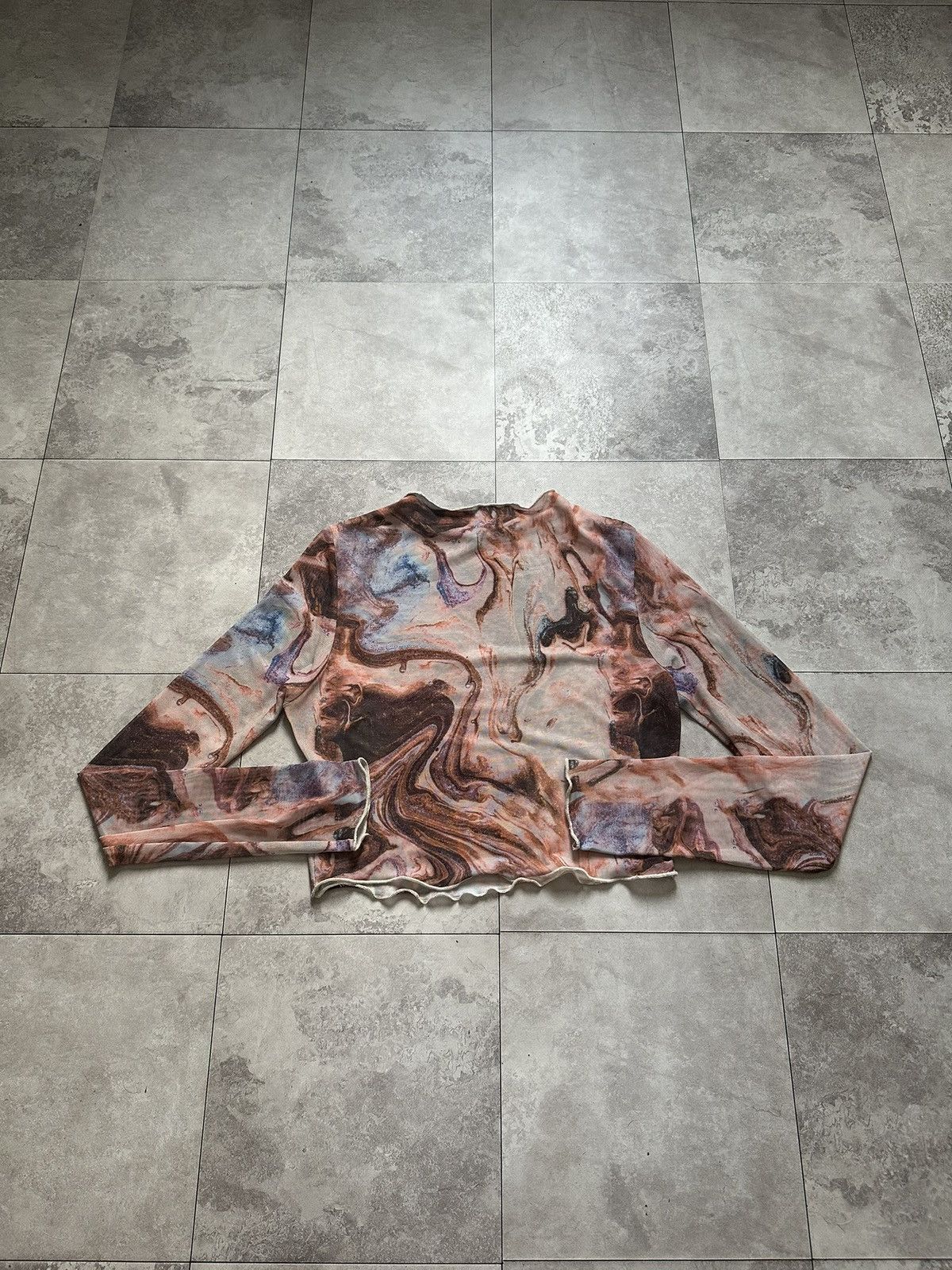 Hysteric Glamour Abstract Design Save The Queen JPG Cropped Mesh Long Sleeve Size S / US 4 / IT 40 - 7 Thumbnail