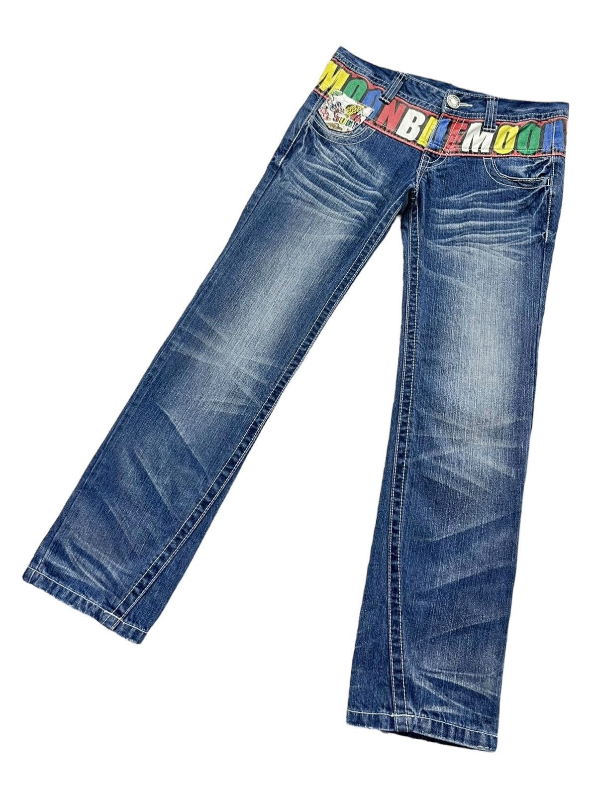 Moonstar DOPE💥 90’s Japanese Surf Brand Rainbow Spellout Waist Jeans Size US 30 / EU 46 - 8 Thumbnail