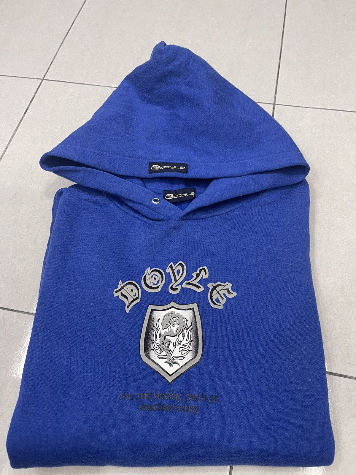 Vintage VINTAGE DOYLE Y2K Blue Cross Hoodie - "2001 Come Knocking" Size US XL / EU 56 / 4 - 15 Thumbnail