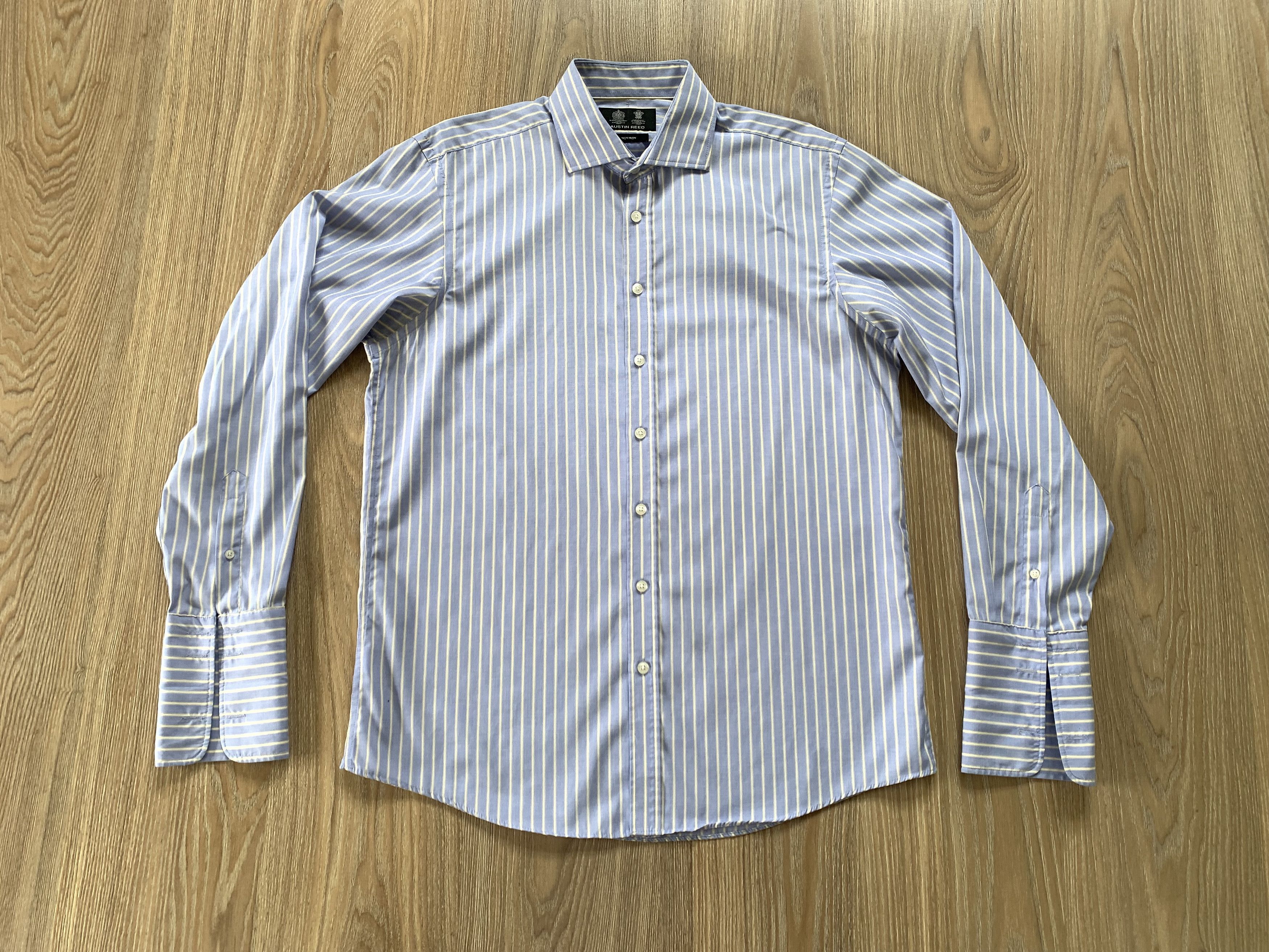 Austin Reed Austin Reed Blue & White Stripe Cotton Dress Shirt Size US L / EU 52-54 / 3 - 2 Thumbnail