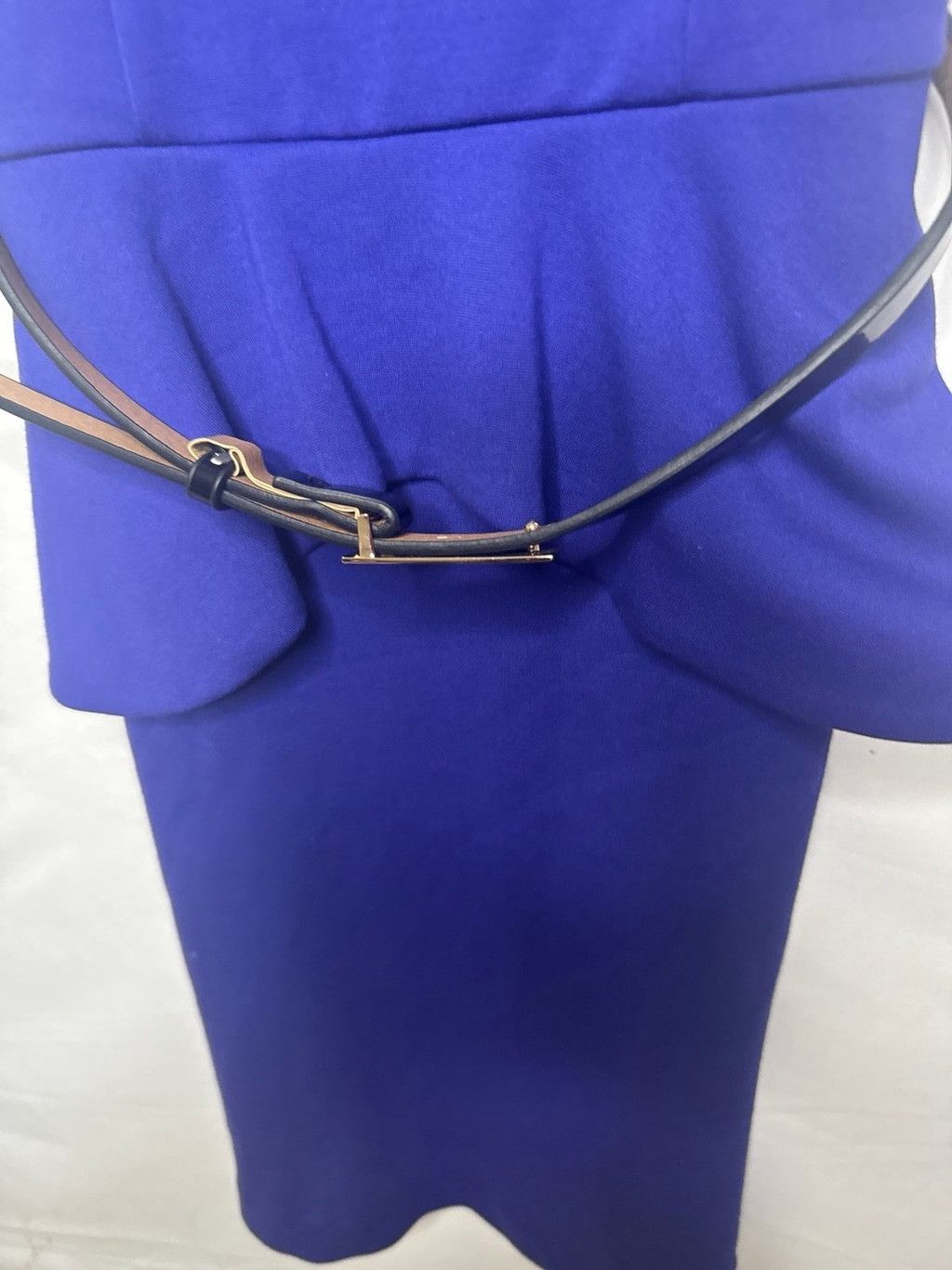 Bebe NWT Bebe Mariah peplum pencil open back blue dress sz Sm Size S / US 4 / IT 40 - 4 Thumbnail
