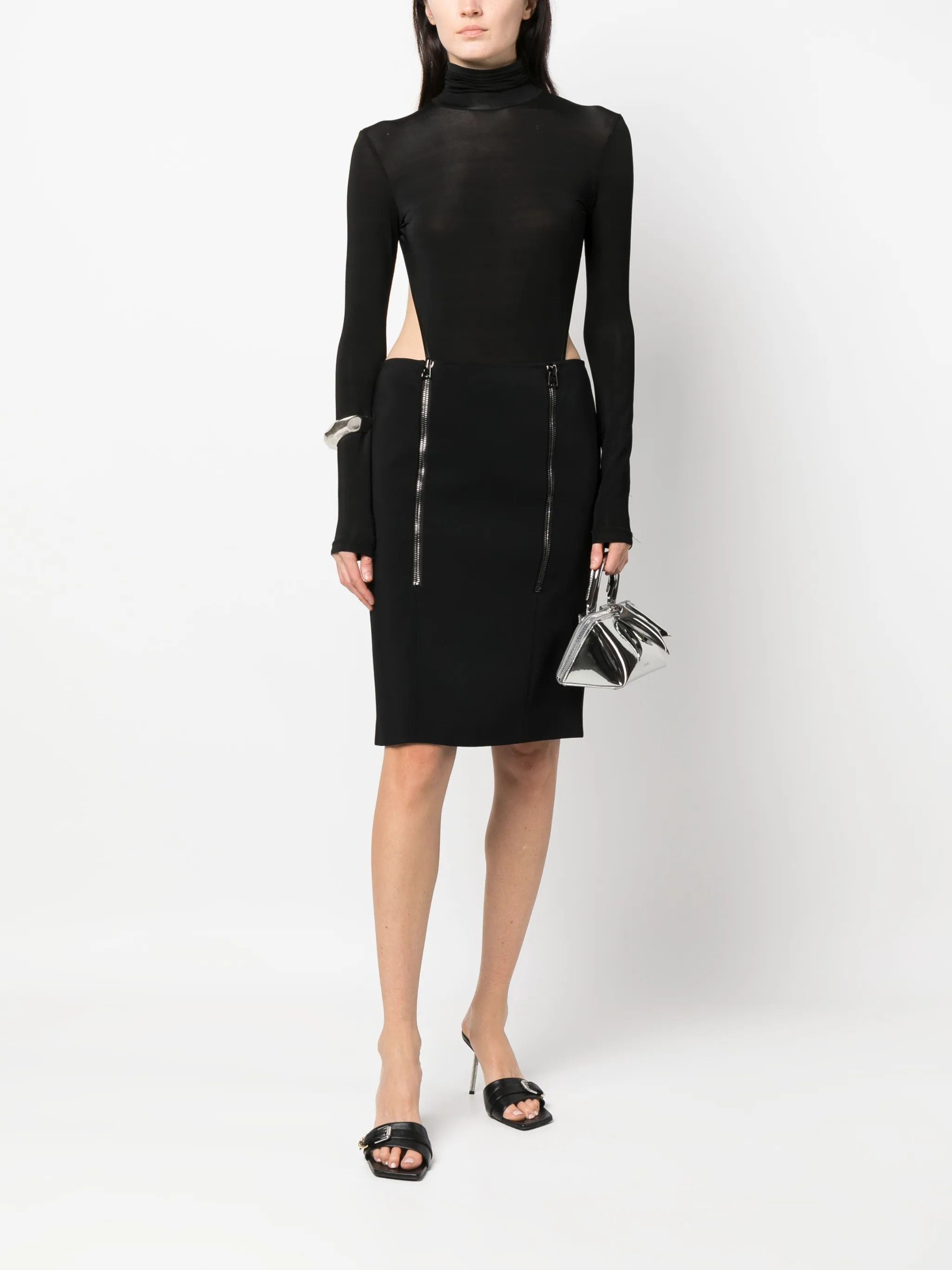 Tom Ford o1w1db10225 GC5693 Zip-detail Pencil Skirt in Black Size 26" / US 2 / IT 38 - 2 Thumbnail