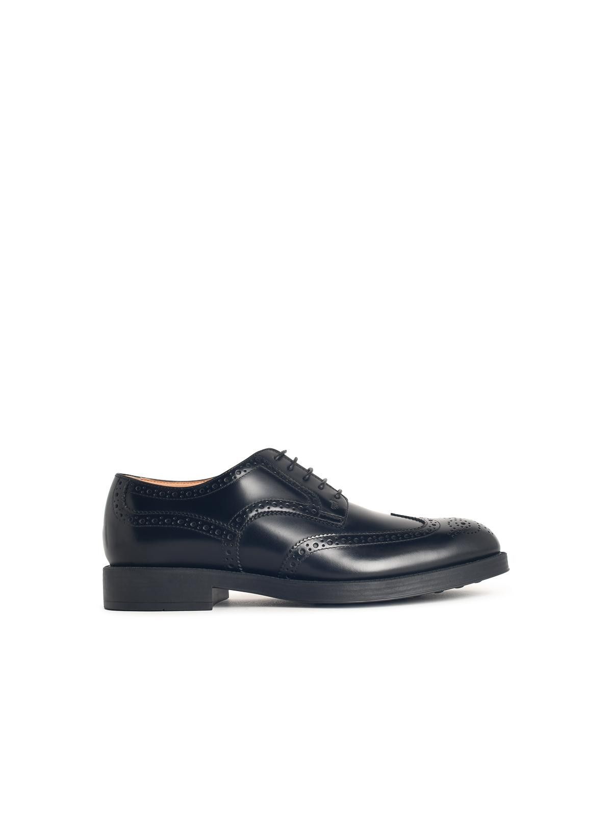 TOD'S Black Leather Lace-Up Shoes