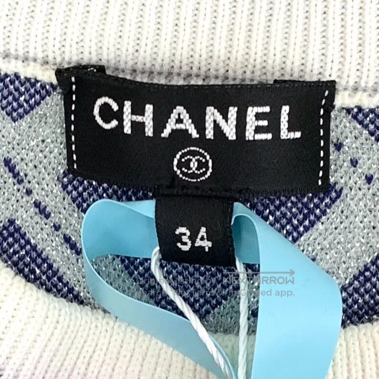 Chanel Chanel Dark blue asymmetric striped design cotton crew nec Size XXS / US 00 / IT 34 - 5 Thumbnail