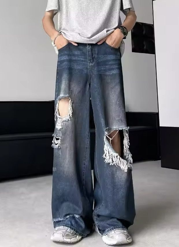 Jean × Vintage Hip Hop Ripped Baggy Jeans Size US 31 - 1 Thumbnail