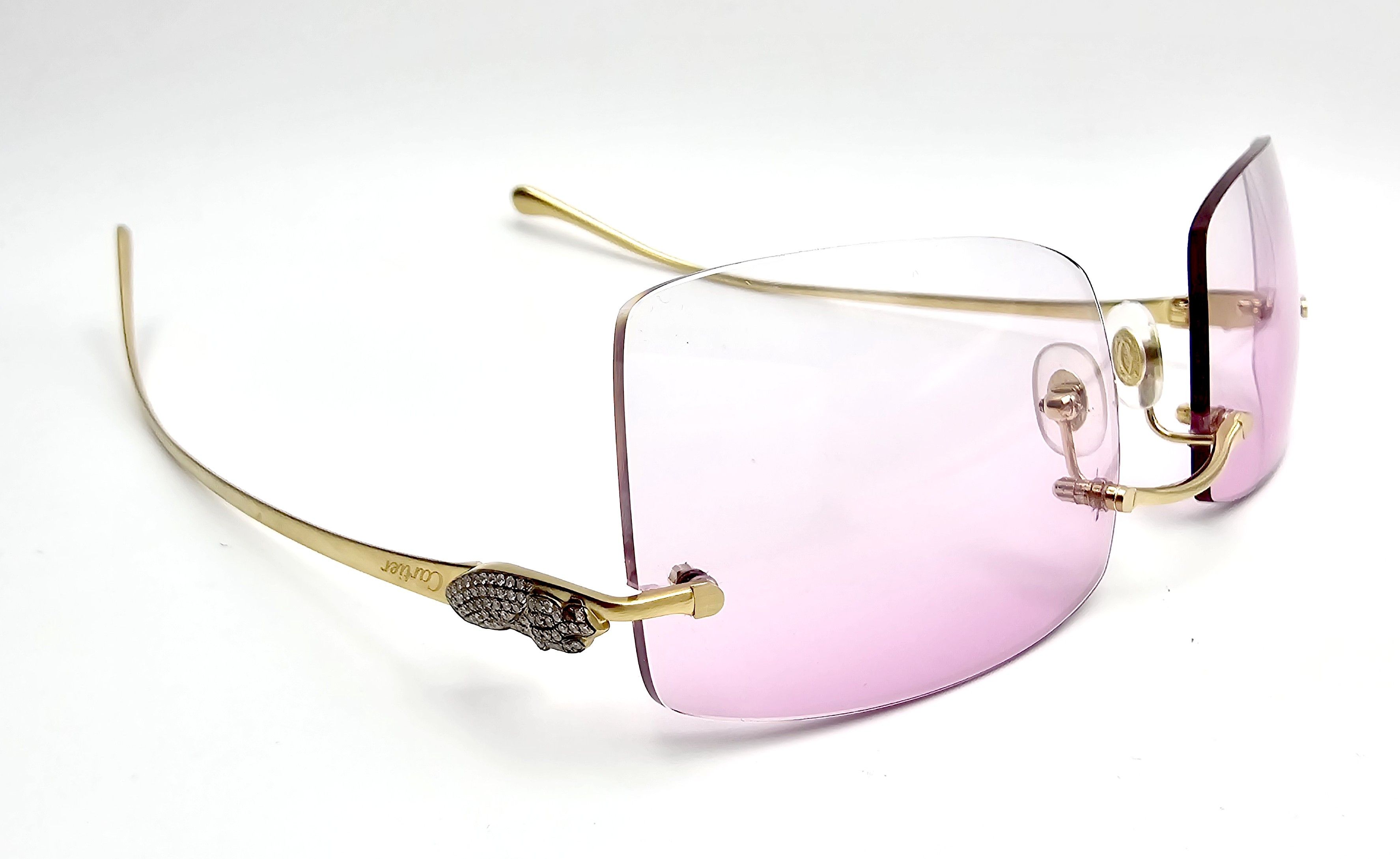 Cartier Cartier Rimless Custom Diamond Gold Sunglasses Size ONE SIZE - 14 Thumbnail