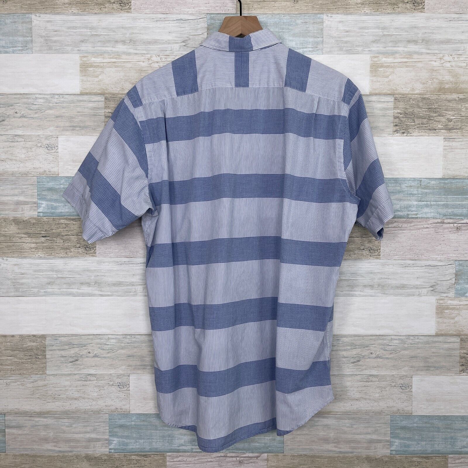 Thomas Dean Thomas Dean Plaid Short Shirt Blue Spread Collar Mens L Size US L / EU 52-54 / 3 - 3 Thumbnail